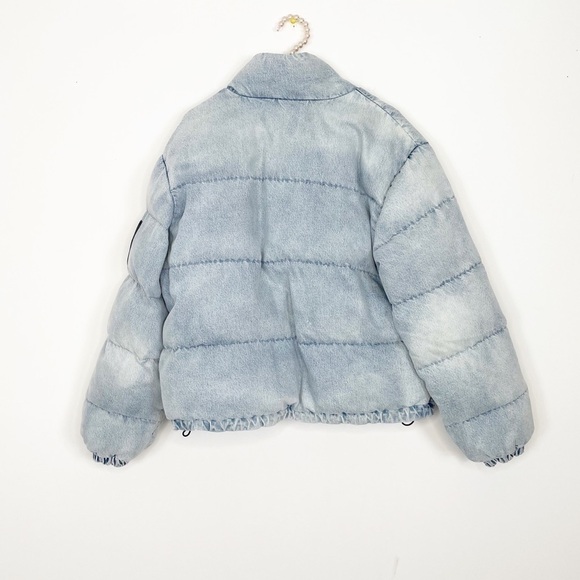 Alexander Wang Denim Bleached Wash Puffer Jacket - Picture 7 of 13